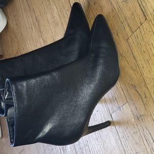 Cupid Black Heeled Ankle Boots side Zipper size 6